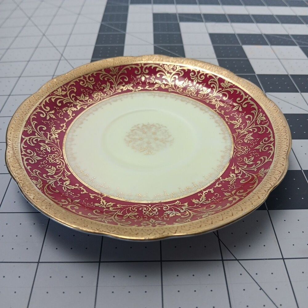 Corona Hand Painted Made In Occupied Japan Tea Saucer Plate Gold Gilded Vintage